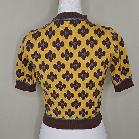 Cider Gold Brown Short Sleeve Sweater Womens M - Picture 4 of 8